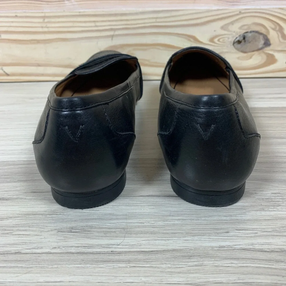 Vionic Savannah Flats Women 7.5‎ Black Pointed Toe Croc Embossed Leather Loafers